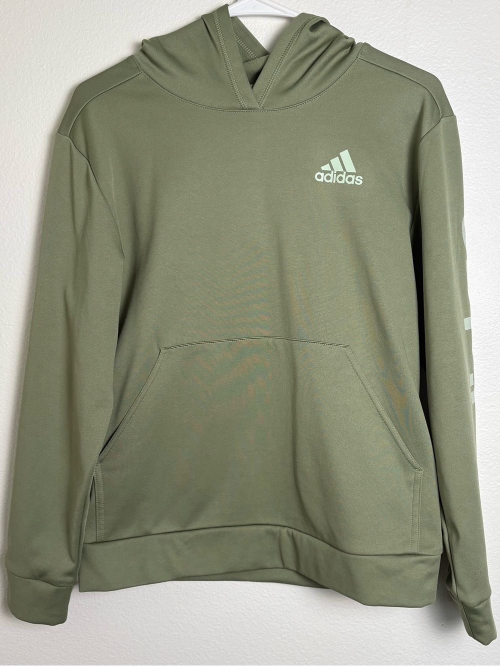 adidas Youth Olive Green Hoodie with Front Pocket Size Large